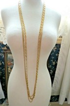Monet Necklace Multi Chain Long 51&quot; Designer Gold Plated Oval Links NICE... - £39.81 GBP