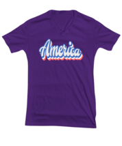 Independance Day TShirt Retro America, Patriot, 4th July Purple-V-Tee  - £17.60 GBP