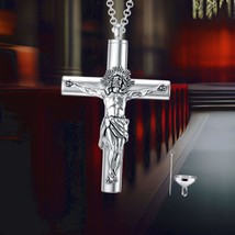 Cremation Jewelry for Ashes, Jesus Cross Urn Necklace Sterling Silver Urn Neckla - £118.16 GBP