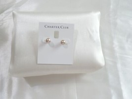 Charter Club Silver-Tone 8mm Simulated Pearl Stud Earrings B2011 - £9.03 GBP