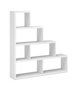 4-Tier Bookshelf Stair Bookcase with 6 Cubes Display Rack-White - Color:... - $3,731.81 MXN
