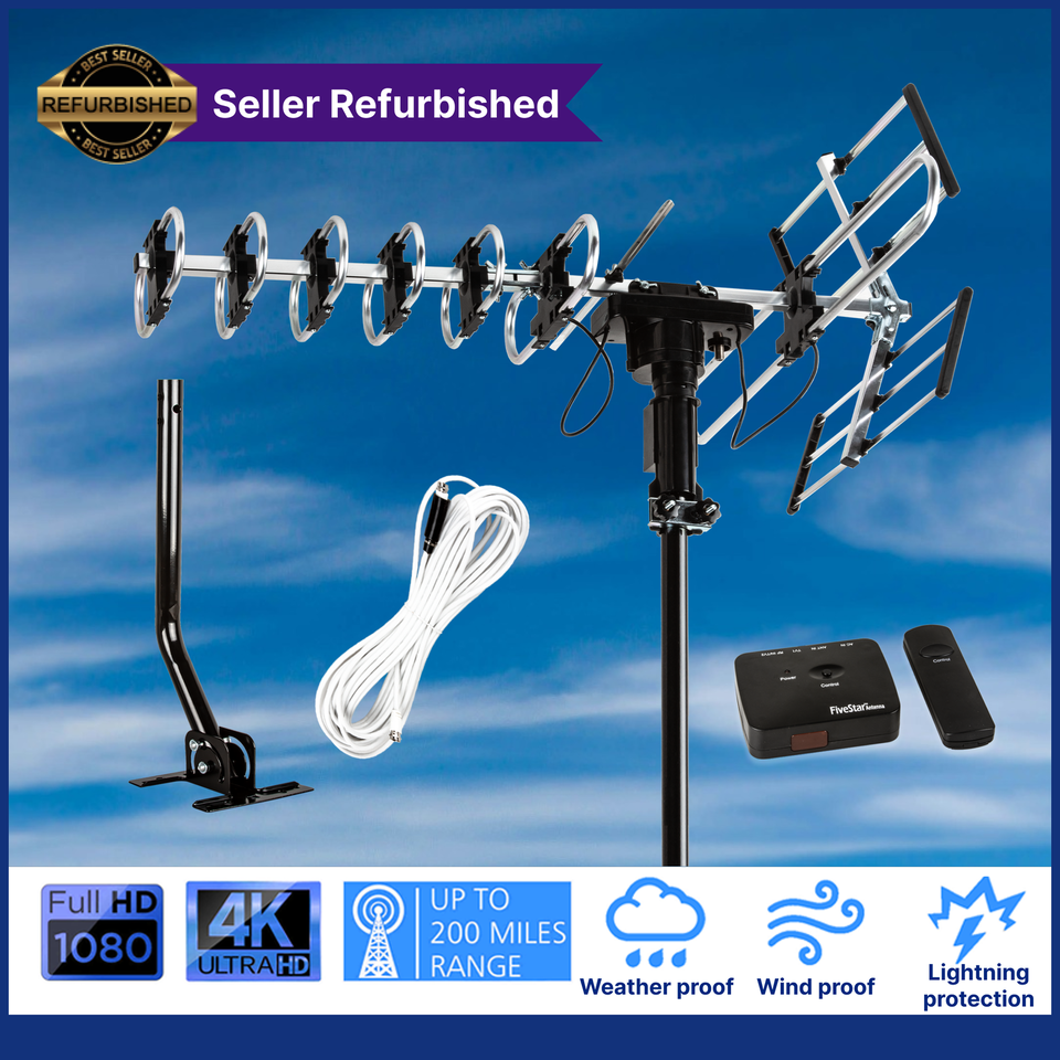 TV Antenna Outdoor 360 Degree Rotation + Mount Pole 200 Miles antena tv ... - $33.41