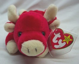 Vintage 1995 TY Beanie Baby RED SNORT THE BULL 9&quot; STUFFED ANIMAL Toy NEW - $14.85
