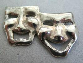 Vintage Sterling Silver Brooch Comedy Tragedy Masks  - £14.42 GBP