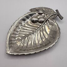 lVintage Art Deco Silver Plated Leaf Small Plate Saucer Ashtray Europe - $60.00