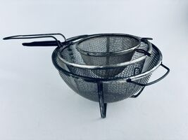 Vintage Lot Of 3 Metal Wire Mesh Strainer Double Handle Stand - Plastic ... - $16.00