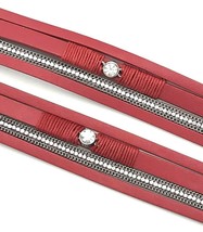 Lot of Two Red Leather Rhinestone Chain Wristband Bracelets - £8.31 GBP