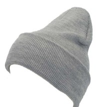 Light Gray Winter Beanie Ski Hat Winter Plain Knit Hat Skully Skull Unisex - £13.11 GBP