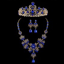 Lry sets rhinestone crystal tiaras crown earrings for wedding necklace set bride luxury thumb200