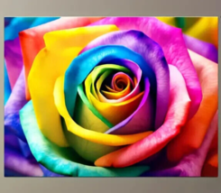 Colorful Rose Canvas Print Framed 12&quot; x 16&quot; Wall Art - £10.93 GBP