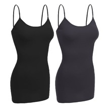 Women Camisole Built In Bra Wireless Fabric Support Long Layering Cami, Small, 2 - £25.02 GBP