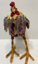 VTG Handmade Unique Fabric Plush Standing Rooster Thanksgiving Decoration 12&quot; - $28.44