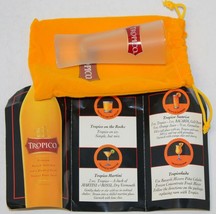 Frosted Shot Glass Shooter Tropico Liqueur, Yellow String Bag &amp; Drink Recipes - £7.86 GBP