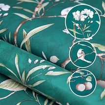 Orainege Green Floral Contact Paper Green Pattern Peel And Stick Wallpaper - £29.87 GBP