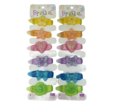 VINTAGE 1999 EXPRESSIONS COLORFUL PLASTIC GLITTERY SPARKLY BARRETTES ORA... - £15.22 GBP