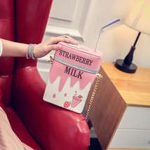 Personality Milk Box Shape Shoulder Bag Strawberry /Lemon printed drink bottle s - £29.10 GBP