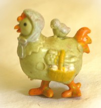 Hard Rubber Hen Baby Chick Chicken Vintage Shadowbox Shelf Figurine - $9.89