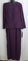 Vtg Karen Miller Women&#39;s Maxi Dress Suit 2pc Purple Plum Beaded Size 16 NWT READ - £54.54 GBP