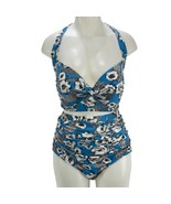 TORRID Womens Swimsuits 2 Piece Blue White Black Nylon Spandex Adjustabl... - £42.47 GBP