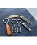 Vintage Lot Of 6 Assorted Advertising Can Bottle Openers Budweiser Chicago  - $16.90 CAD