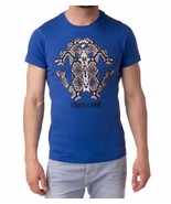 $287 ROBERTO CAVALLI  FST608JD061 Snake Python Print Blue TEE SHIRT ( XXL ) - £82.18 GBP