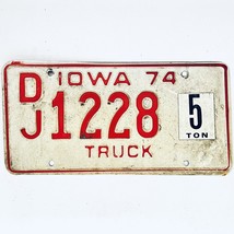1974 United States Iowa 5 Ton Truck License Plate DJ 1228 - £14.86 GBP