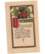 Antique Hugo Wessler Postcard &quot;I Wonder&quot; Poetry Divided Back 1907-1915 - £35.55 GBP