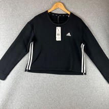 Adidas Sweatshirt Fleece Crop Pullover Womens Black Long Sleeve  - £20.17 GBP