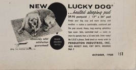 1958 Print Ad Lucky Dog Heated Sleeping Pad Pendleton Ind. Fort Smith,Ar... - £7.12 GBP