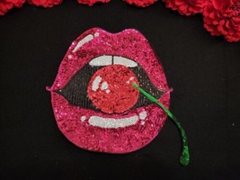 Lip patch, Hot Pink lips patch, Sequin patch, Iron on Tongue patch - £8.67 GBP