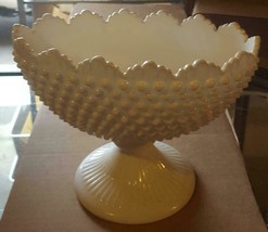 Vintage Fenton Milk Glass Hobnail Footed 9&quot; Oval Bowl - Vgc - Gorgeous Design - £62.63 GBP