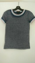 Derek Heart Juniors Blue Cotton Blend Ringer Burnout Crew Neck T-shirt S... - $8.89 CAD