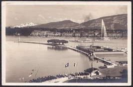 Geneva Switzerland RPPC 1929 - Entrance to Harbor &amp; Mt. Blanc Postcard - £9.56 GBP