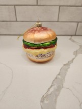 Hand Blown Christmas Cheeseburger Tree Ornament Glass Hanging Hamburger Burger - £9.24 GBP