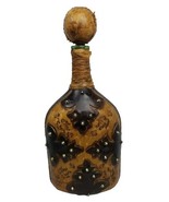 Vtg Leather Covered Liquor Decanter Bottle Gothic Studded Stopper Glass ... - $42.22