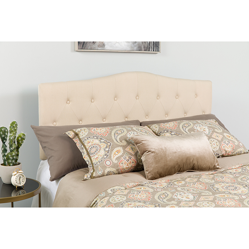 King Headboard-Beige Fabric HG-HB1708-K-B-GG