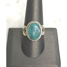 VINTAGE HANDMADE 925 STERLING SILVER AND TURQUOISE RING SIZE 9.5 SKY - £36.59 GBP