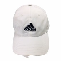 Men&#39;s White w/Black Logo Adidas Golf Athletic Cap w/Strap-Adjust Hat OSFM - £16.61 GBP