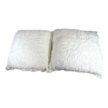 Vtg White Battenburg Lace Doily Set 2 Throw Pillows 15” Granny Cottage Core READ - £44.82 GBP