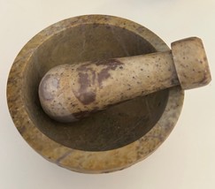 Carved Yellowish Soapstone Mortar &amp; Pestle! - $9.85