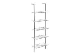 Modern 5-Tier Bookshelf Etagere - White Marble/Black Metal - 72&quot;H Office... - $2,981.36 MXN