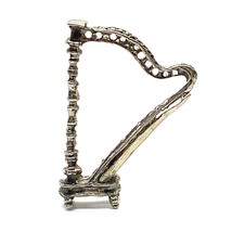 Vtg Sterling Silver Musical Instrument Stringed Harp Figure Display Miniature - £30.36 GBP