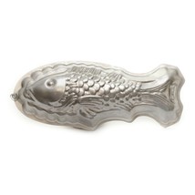 Silver Tone Tin Pudding Jello Mold Fish Shaped Wall Decor 13&quot; x 5&quot; x 2.5&quot; - $11.85