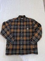 Carhartt Jacket Mens Medium Plaid Hubbard Fleece Lined Flannel Shacket Outdoors - £30.88 GBP