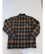 Carhartt Jacket Mens Medium Plaid Hubbard Fleece Lined Flannel Shacket O... - £30.84 GBP