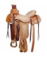 Western Leather Hand Carved &amp; Tooled Roper Ranch Saddle, Size: (13&quot; To 1... - £304.17 GBP+