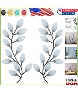 Chic Olive Branch Leaf Wall Decor - 2 Piece Wrought Iron Set for Elegant... - $37.18 CAD