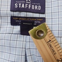 Stafford RN#93677 Mens White Plaid Button-Up Long Sleeve Shirt Sz Big 19 (36-37) image 4