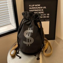 Bank Heist Money Bag Satchel Canvas Drawstring Backpack with Dollar Sign... - $25.00