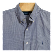 Ralph Lauren Shirt Men&#39;s Size 16.5 Neck 36/37 Blue Check Long Sleeve But... - $12.86